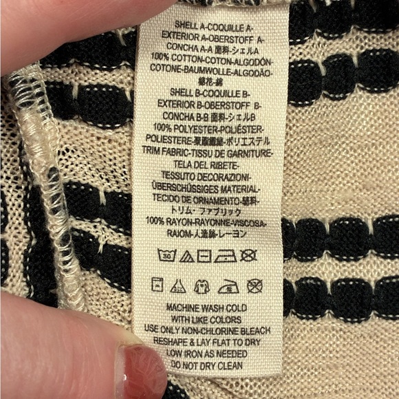 FREE PEOPLE 'Molly's Retro' Peplum Top Black Beige Women’s Size Medium - Picture 9 of 9